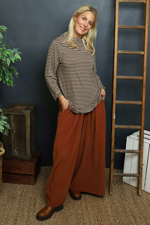 Lyssa Cowl Neck Stripe Top Cocoa - Image 2