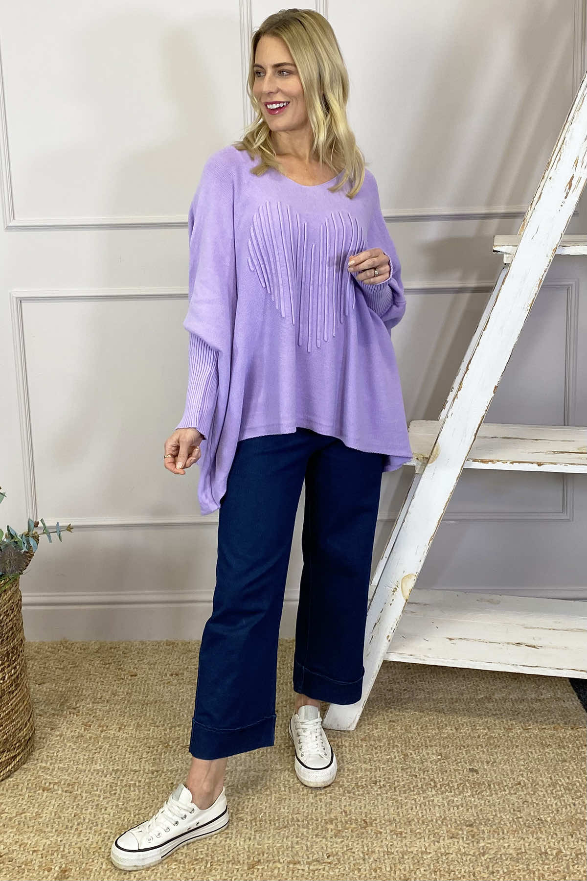 Libby Heart Knitted Jumper Lilac