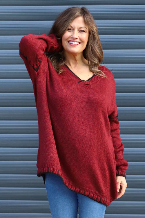 Emma Knitted Jumper Wine - Image 2