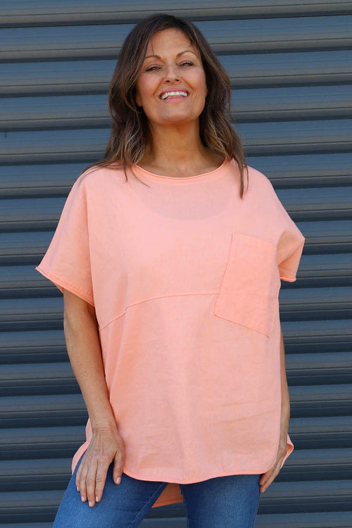 Folkestone Pocket Linen Top Orange - Image 1