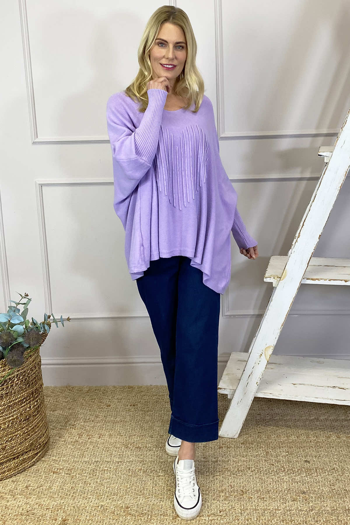 Libby Heart Knitted Jumper Lilac