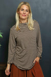 Lyssa Cowl Neck Stripe Top Cocoa