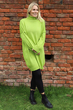 Bridie Polo Neck Knitted Tunic Green