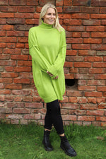 Bridie Polo Neck Knitted Tunic Green Green - Bridie Polo Neck Knitted Tunic Green