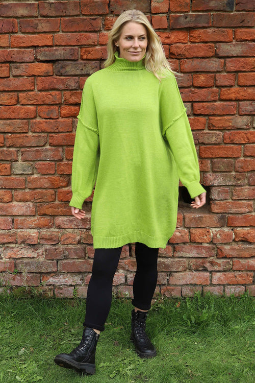 Bridie Polo Neck Knitted Tunic Green - Image 2