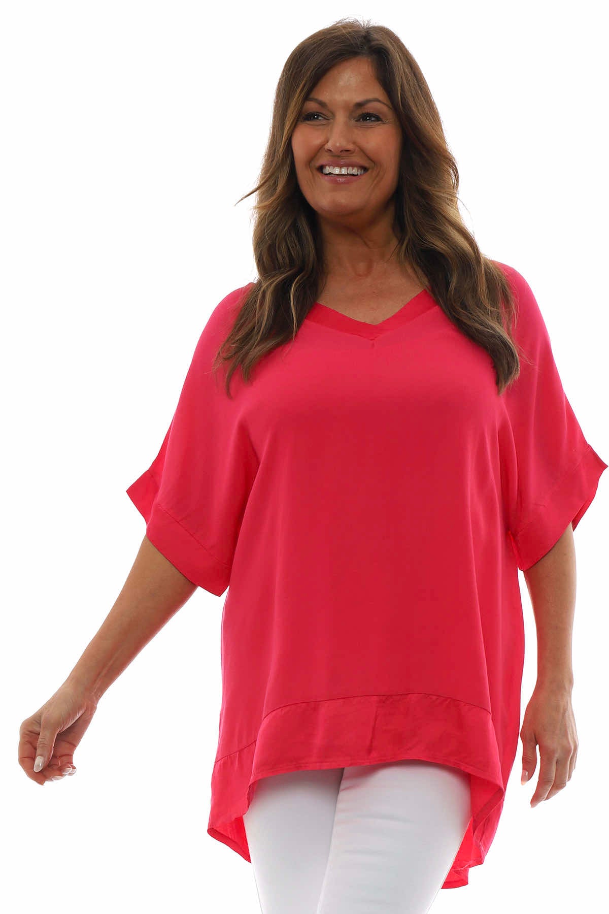 Sia V-Neck Top Hot Pink