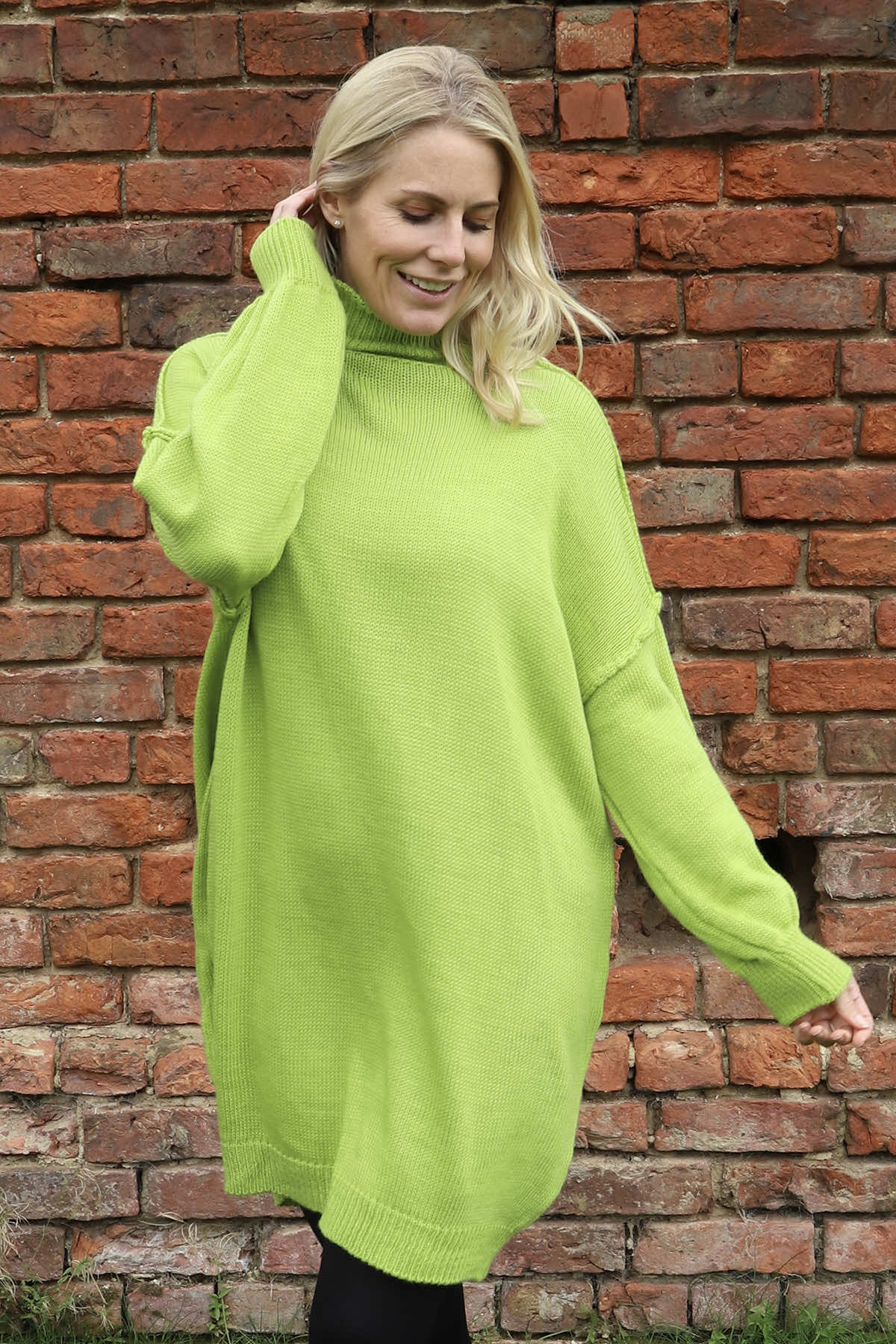 Bridie Polo Neck Knitted Tunic Green