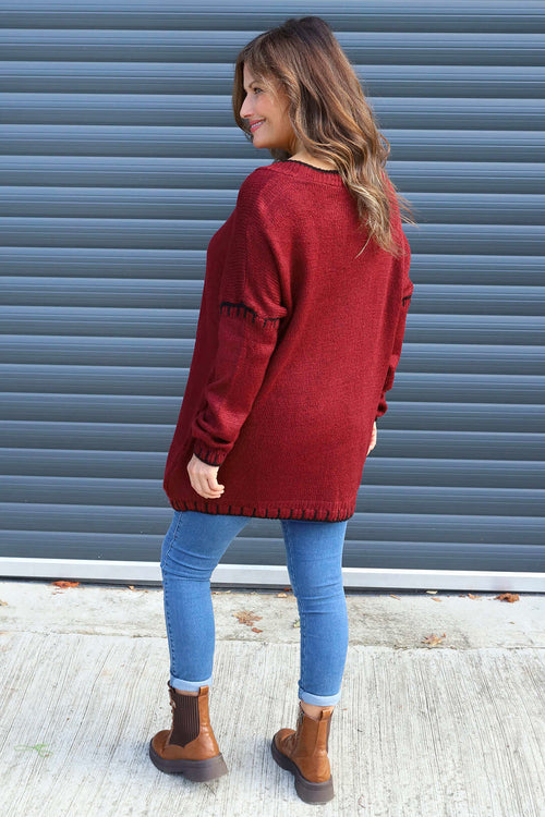 Emma Knitted Jumper Wine - Image 4