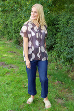 Skye Spot Print Frill Shirt Cocoa Cocoa - Skye Spot Print Frill Shirt Cocoa