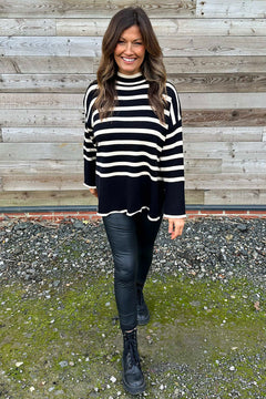 Asher Stripe Jumper Black