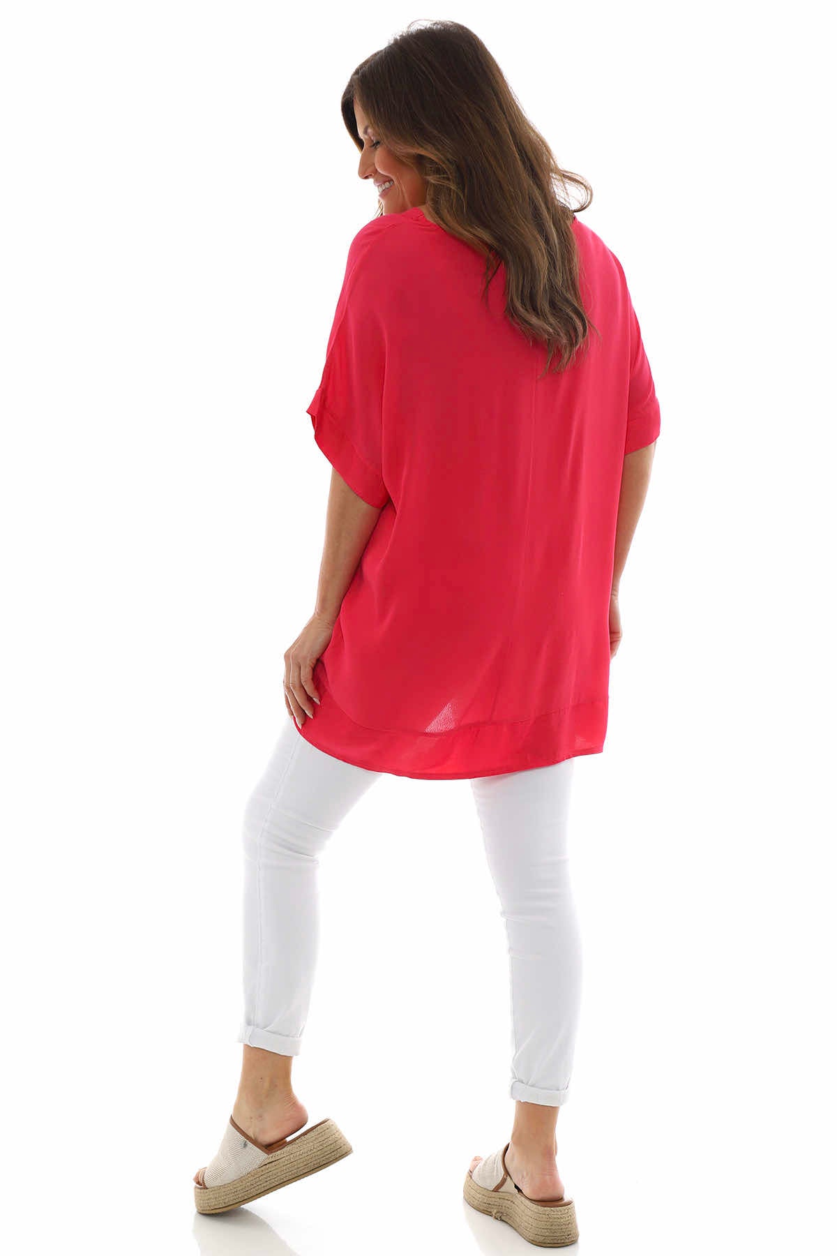 Sia V-Neck Top Hot Pink