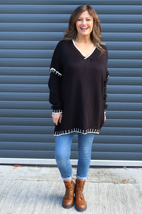 Emma Knitted Jumper Black - Image 2