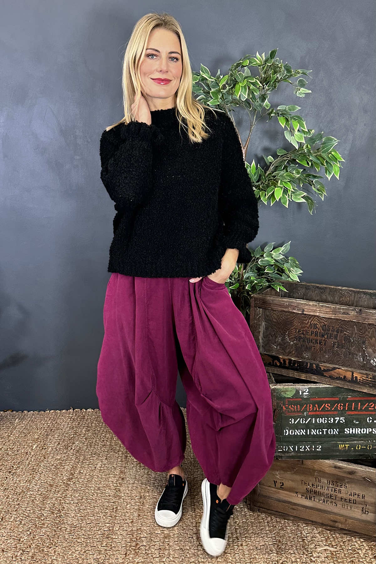 Babette Needlecord Trousers Berry