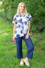 Skye Spot Print Frill Shirt Navy Navy - Skye Spot Print Frill Shirt Navy