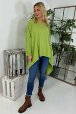 Lisa Dipped Hem Cotton Top Green Green - Lisa Dipped Hem Cotton Top Green