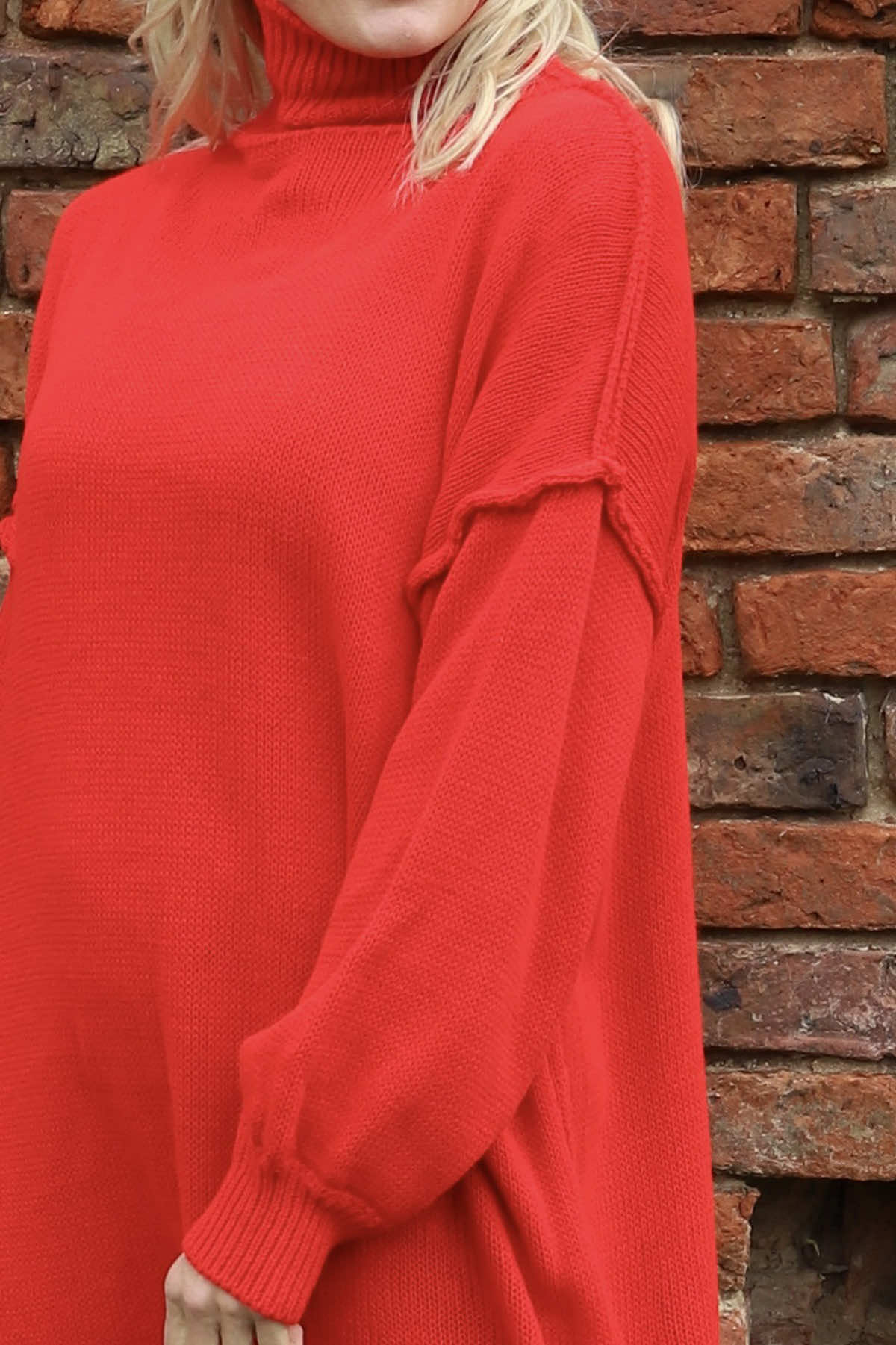 Bridie Polo Neck Knitted Tunic Red