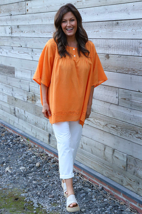 Ophira Smock Cotton Top Orange - Image 3