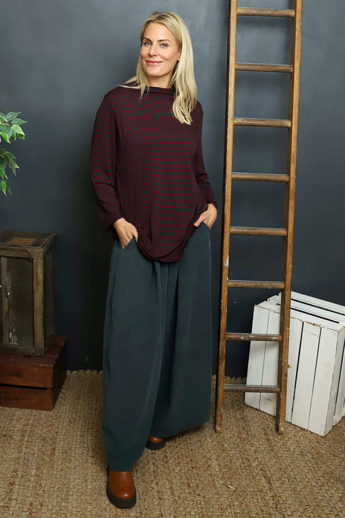 Lyssa Cowl Neck Stripe Top Charcoal - Image 2