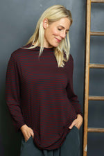 Lyssa Cowl Neck Stripe Top Charcoal Charcoal - Lyssa Cowl Neck Stripe Top Charcoal