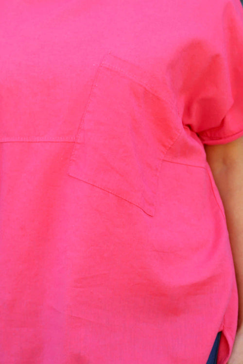Folkestone Pocket Linen Top Fuchsia - Image 3