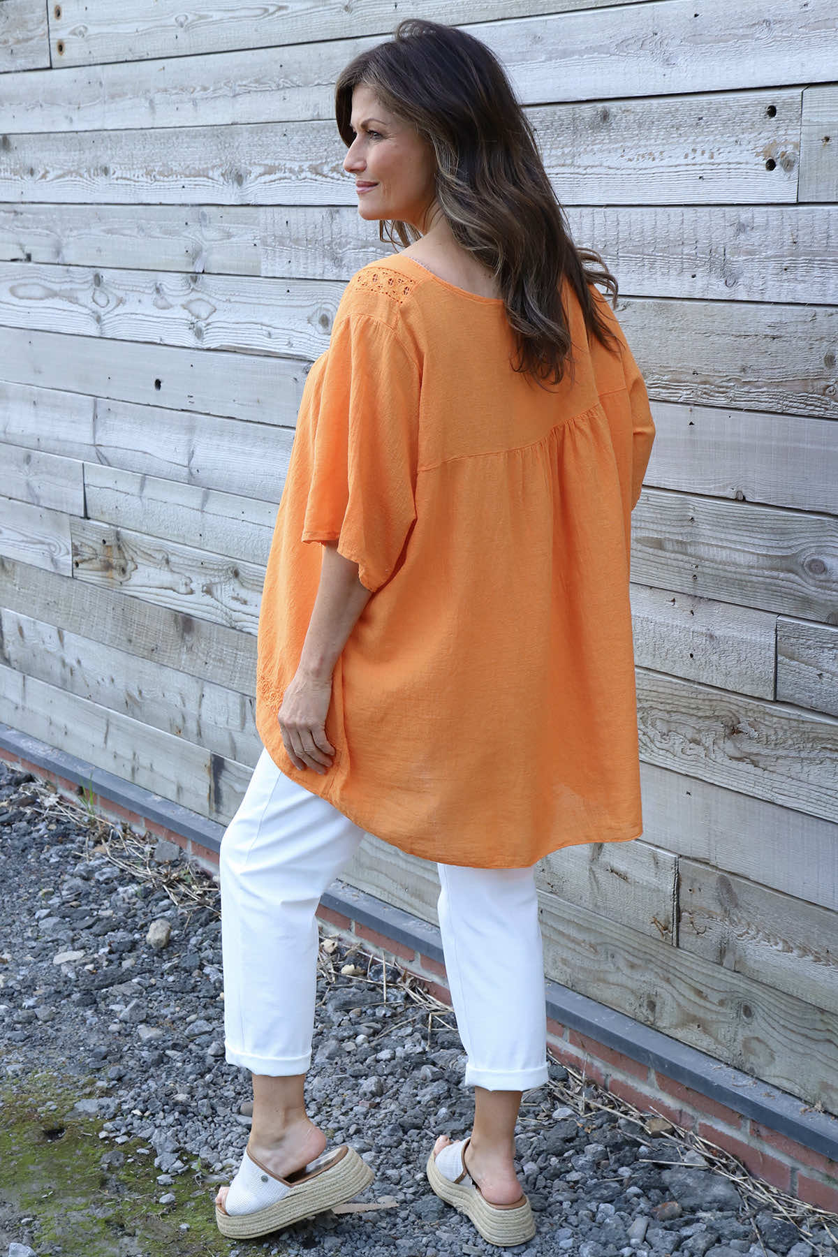 Ophira Smock Cotton Top Orange