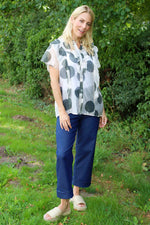 Skye Spot Print Frill Shirt Khaki Khaki - Skye Spot Print Frill Shirt Khaki
