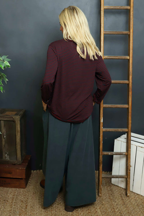Lyssa Cowl Neck Stripe Top Charcoal - Image 4