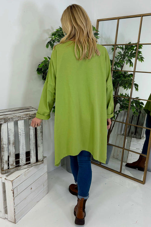 Lisa Dipped Hem Cotton Top Green - Image 4