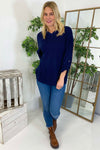 Nellie V-Neck Cotton Top Navy