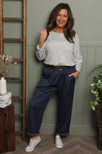 Charlie Belted Trousers Navy Navy - Charlie Belted Trousers Navy