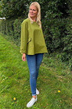 Paige Pocket Cotton Top Olive