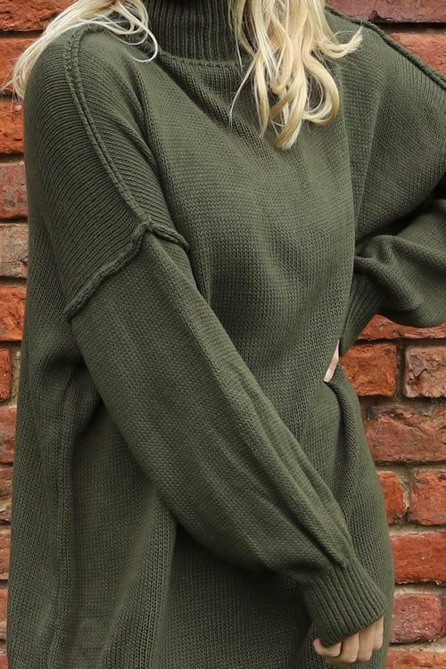 Bridie Polo Neck Knitted Tunic Khaki - Image 3