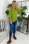 Nellie V-Neck Cotton Top Green