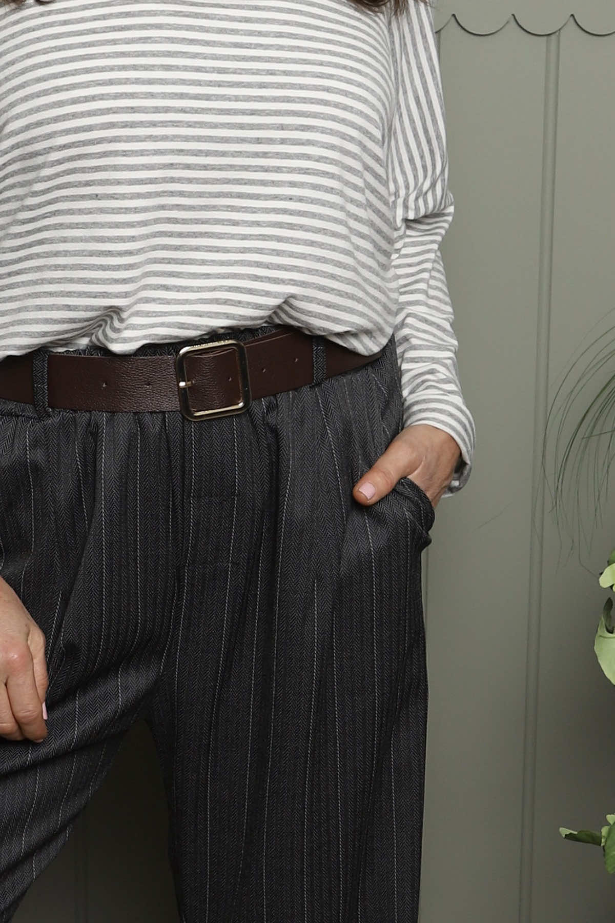 Charlie Belted Trousers Black