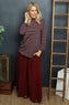 Lyssa Cowl Neck Stripe Top Marl Grey