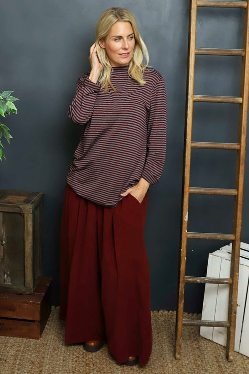 Lyssa Cowl Neck Stripe Top Marl Grey - Image 1