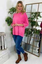 Nellie V-Neck Cotton Top Fuchsia Fuchsia - Nellie V-Neck Cotton Top Fuchsia