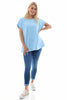 Rebecca Rolled Sleeve Top Powder Blue