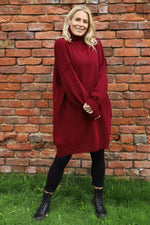 Bridie Polo Neck Knitted Tunic Wine Wine - Bridie Polo Neck Knitted Tunic Wine