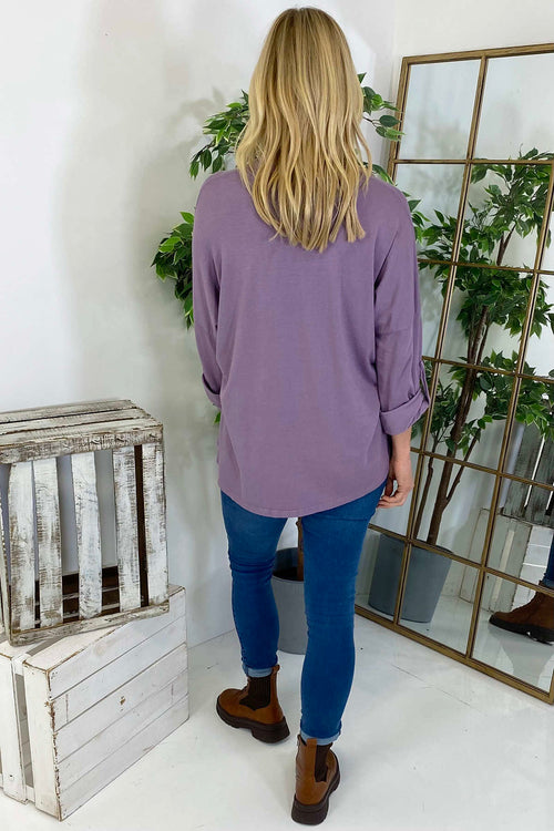 Nellie V-Neck Cotton Top Lilac - Image 4