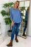 Nellie V-Neck Cotton Top Light Blue