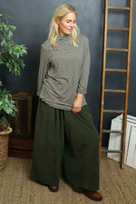 Lyssa Cowl Neck Stripe Top Bottle Green Bottle Green - Lyssa Cowl Neck Stripe Top Bottle Green