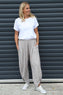 Jacinda Stripe Cotton Trousers Mocha