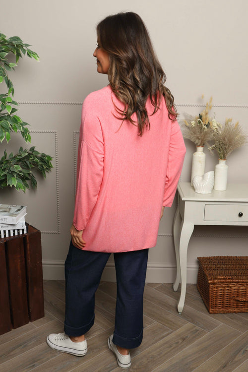 Tabitha Dipped Hem Jumper Coral - Image 4