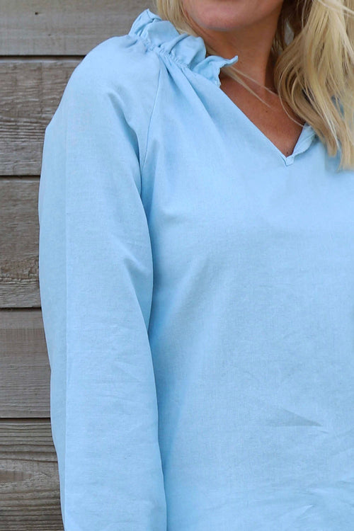 Charmaine Linen Top Light Blue - Image 3