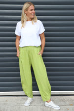 Jacinda Stripe Cotton Trousers Olive Olive - Jacinda Stripe Cotton Trousers Olive