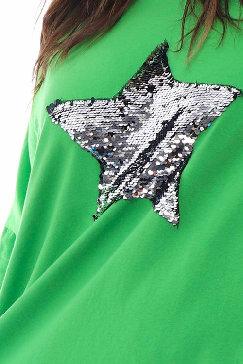 Selsey Sequin Star Cotton Top Green - Image 6