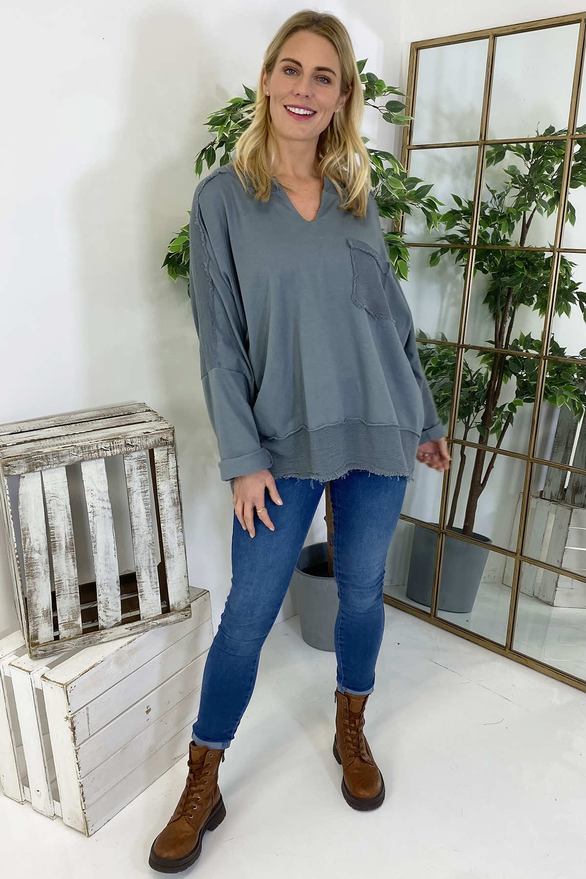 Athena Cotton Top Mid Grey