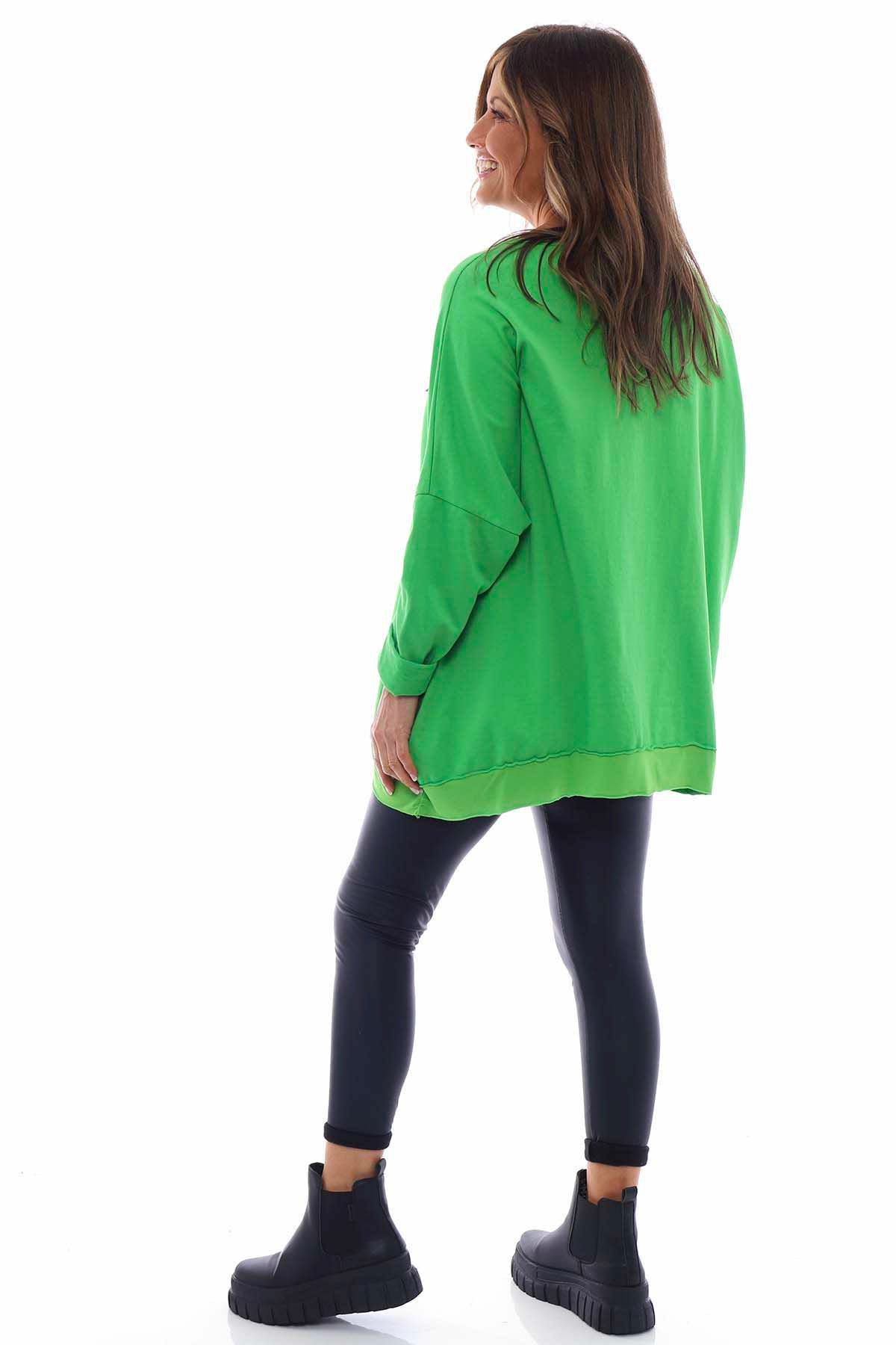 Selsey Sequin Star Cotton Top Green