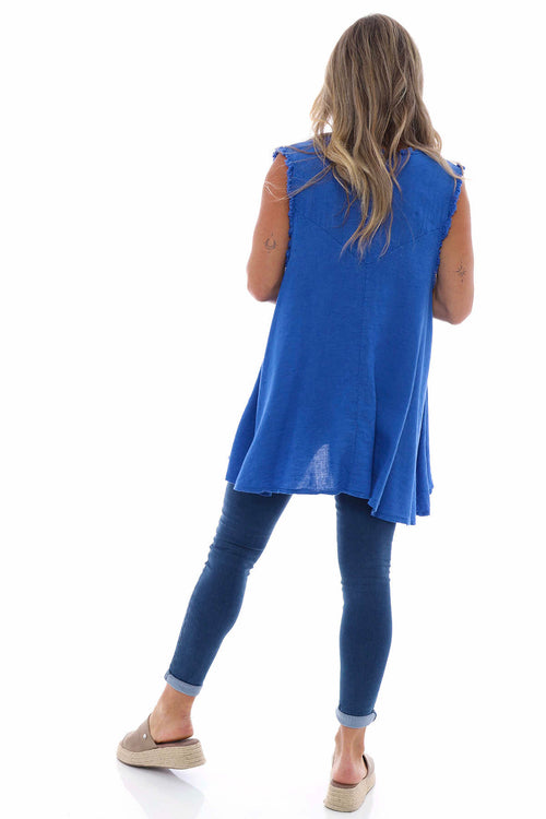 Harini Sleeveless Linen Top Cobalt - Image 3